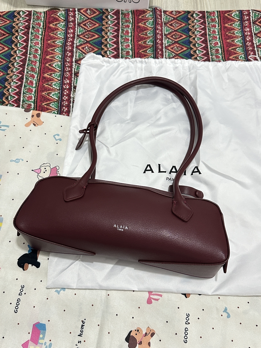 Alaïa Burgundy Minimalist Baguette Shoulder Bag